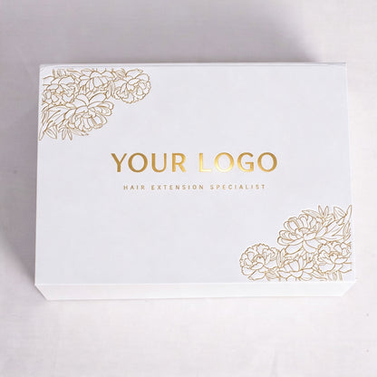 Custom Magnetic Box with Sculpted Embossing & Gold Foil Floral Design
