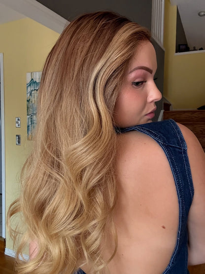 Ash Blonde Balayage Long Wave Lace Front Wigs - ashen011