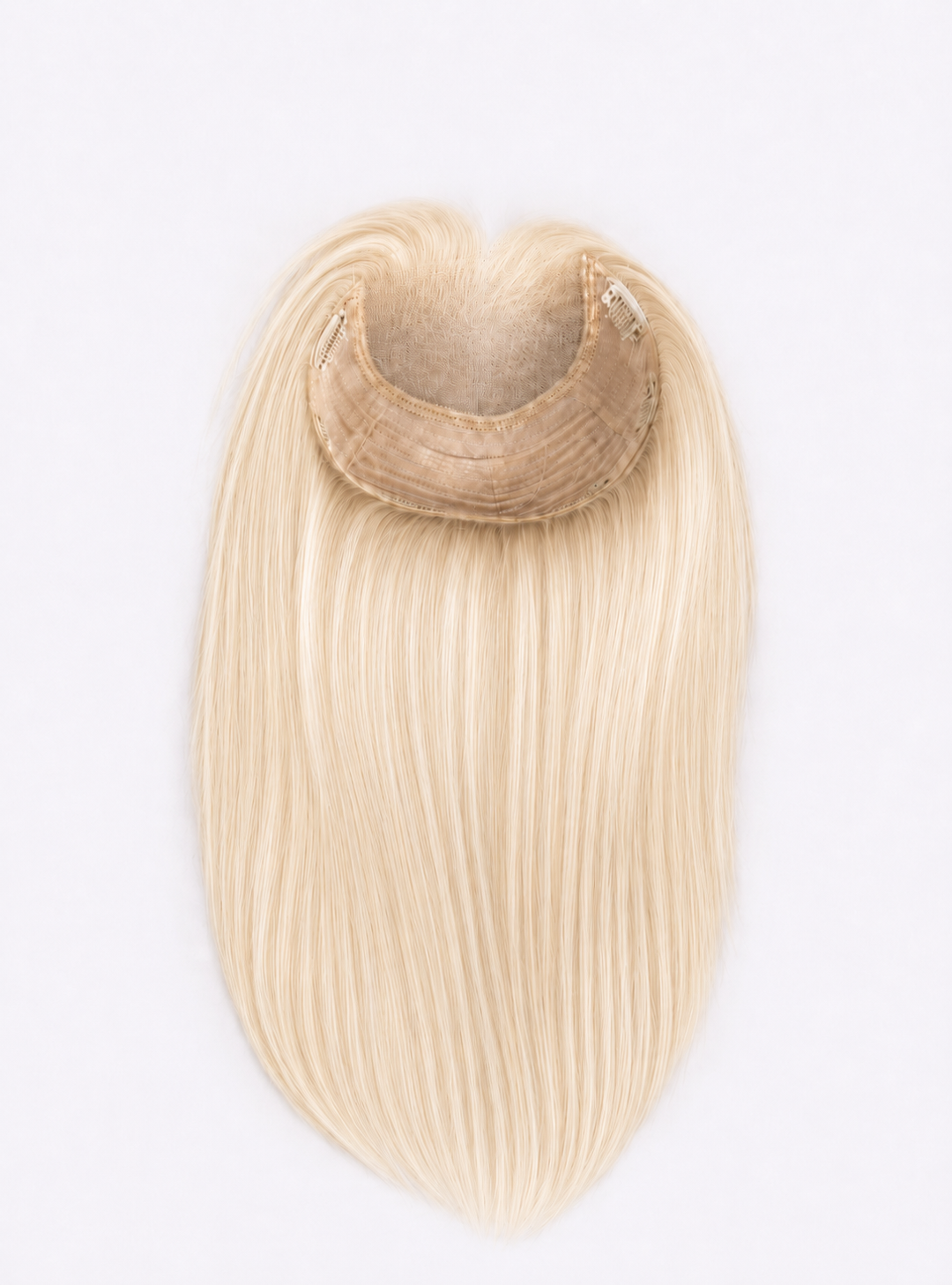 (Stock Unit) 16'' long Mushroom Blonde Balayage 7'' x 8'' Lace Top Toppers Chinese Virgin Hair - WL03