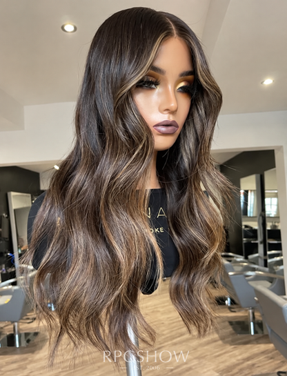 DARK BRUNETTE BALAYAGE Toppers Chinese Virgin Hair - TLW028
