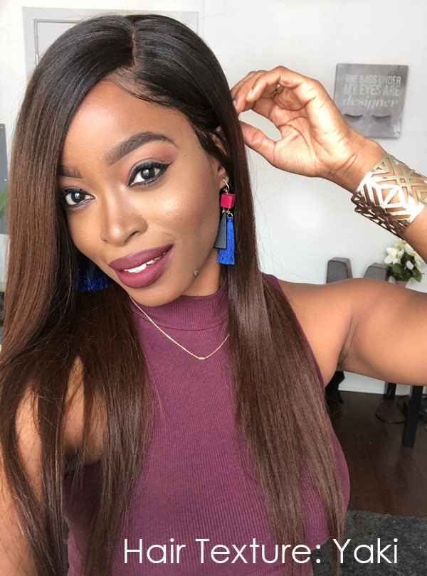 Long Straight Chocolate Brown Ombre Virgin Human Hair Lace Wigs - Jmarie001-Transparent Lace