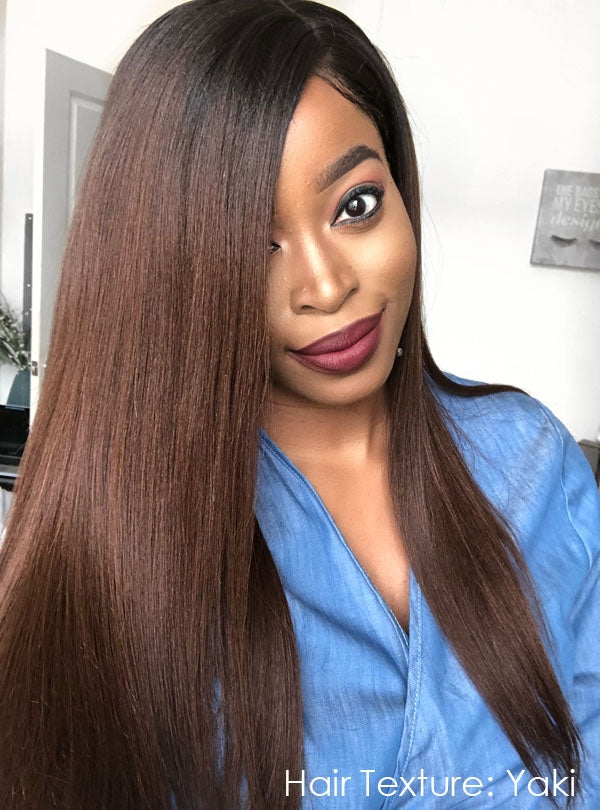 Long Straight Chocolate Brown Ombre Virgin Human Hair Lace Wigs - Jmarie001-Transparent Lace