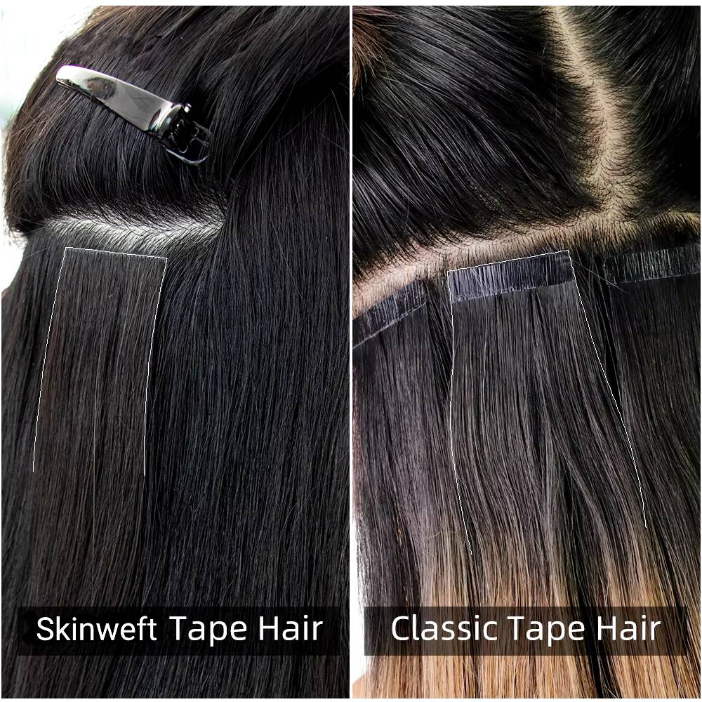 40pcs-100g Invisible Skinweft Burmese Virgin Hair Tape In Extensions-Dark Color