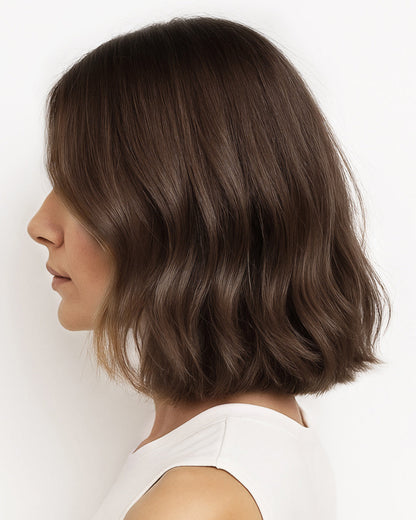 Lena | 12" Medium Brown Loose Wave Bob Glueless Swiss Lace Closure Wig - WL50