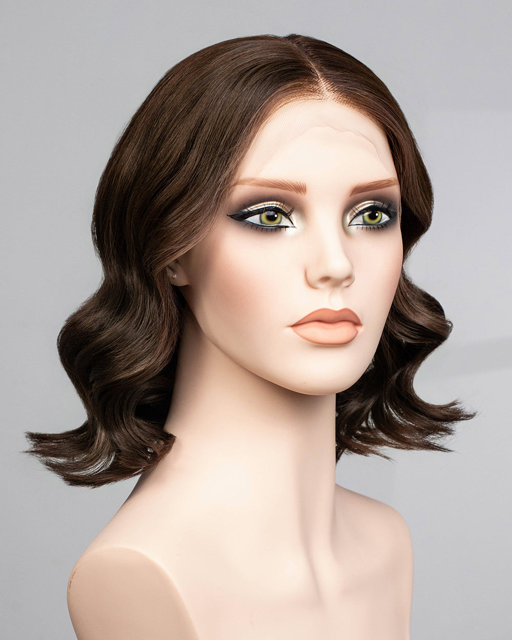 Lena | 12" Medium Brown Loose Wave Bob Glueless Swiss Lace Closure Wig - WL50