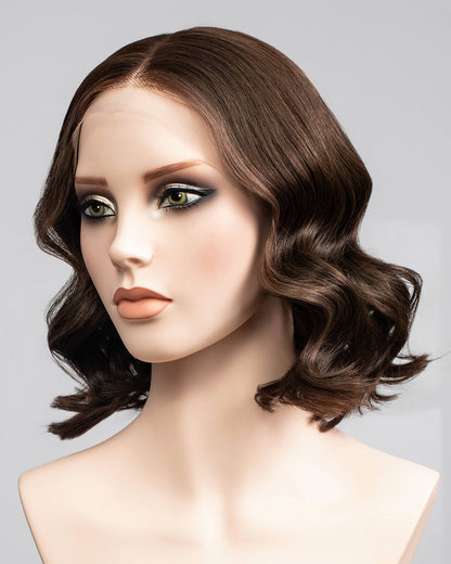 Lena | 12" Medium Brown Loose Wave Bob Glueless Swiss Lace Closure Wig - WL50