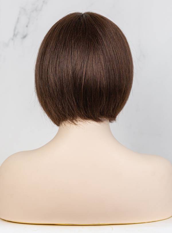 Brown Bob Cut Small Hand Tied Synthetic Lace Wigs-SW002