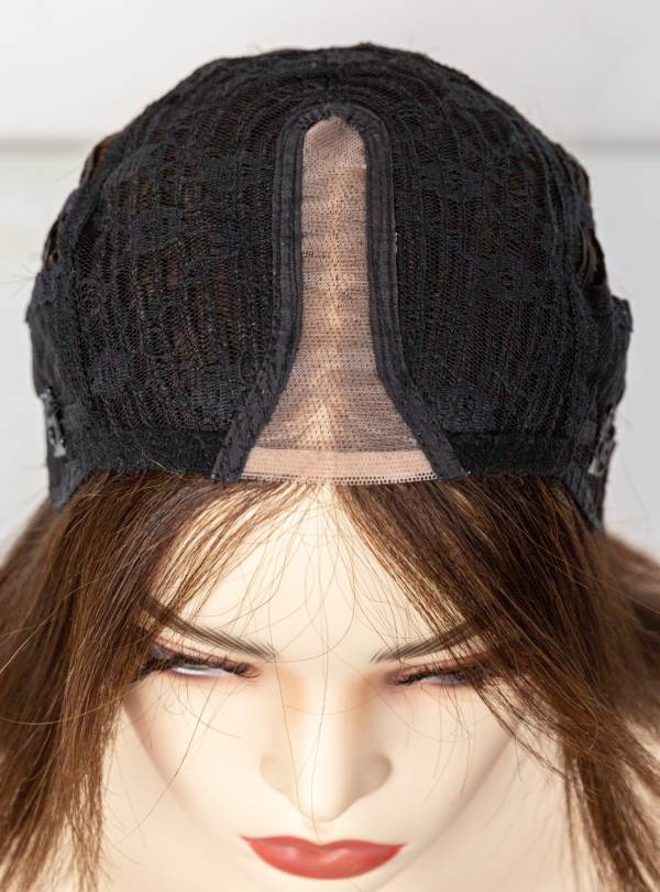 Brown Bob Cut Small Hand Tied Synthetic Lace Wigs-SW002
