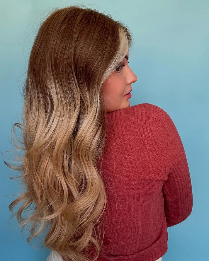 Zoe | 16" Blonde Balayage Body Wave Human Hair Swiss Lace Front Wig - WL36