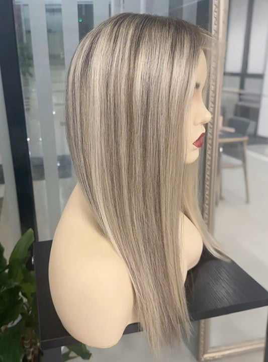 Ash Blonde Highlights Toppers Chinese Virgin Hair - TLW006