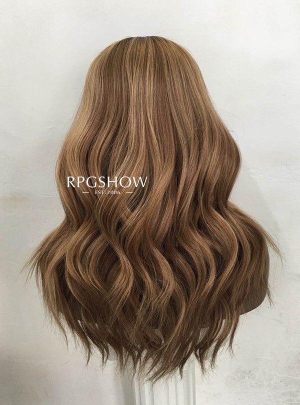 Anthony Cuts Long Middle Part Wavy Ash Blonde with Dark Roots Wig - AnthonyCuts029