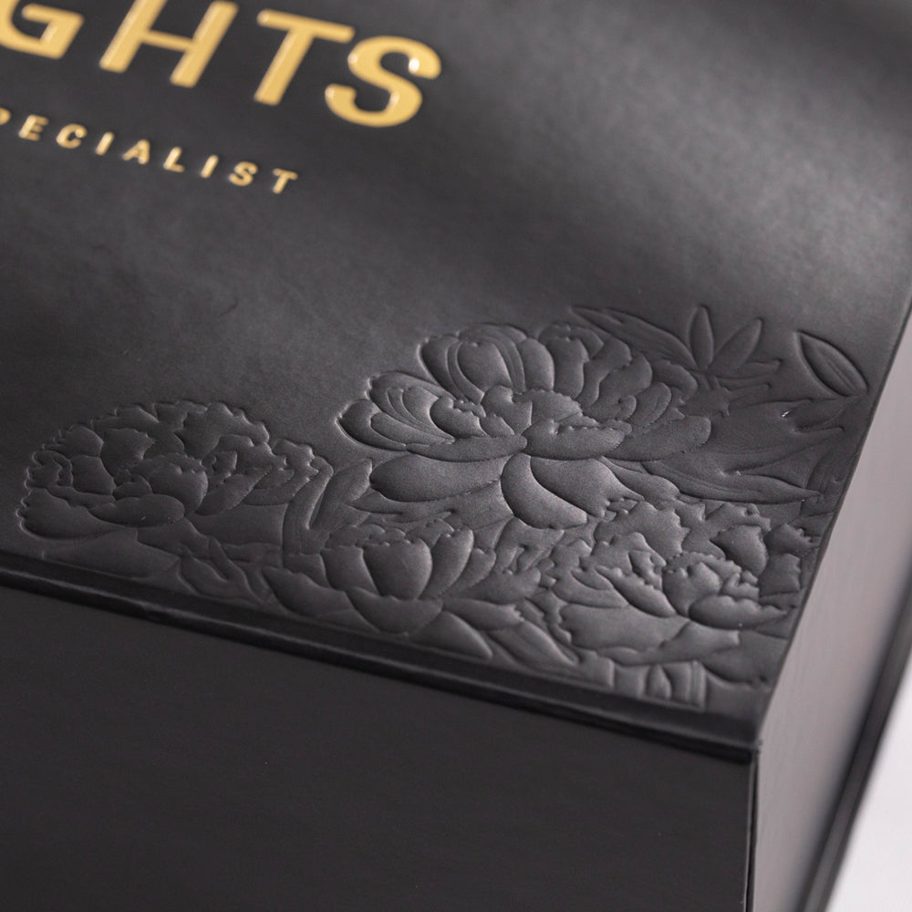 Custom Magnetic Box with Sculpted Embossing for Hair Extensions