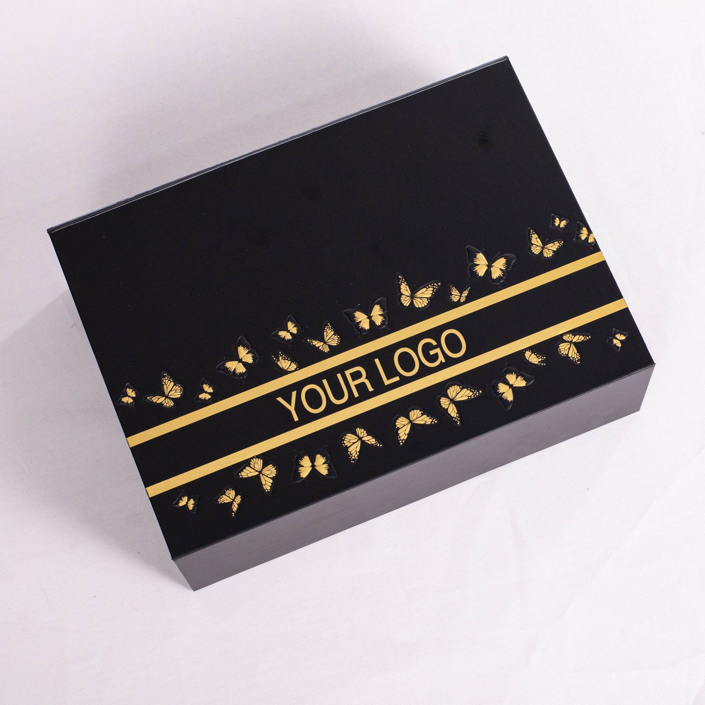 Luxury Custom Magnetic Rigid Box with Gold Foil Sculpted Embossing Butterfly Design