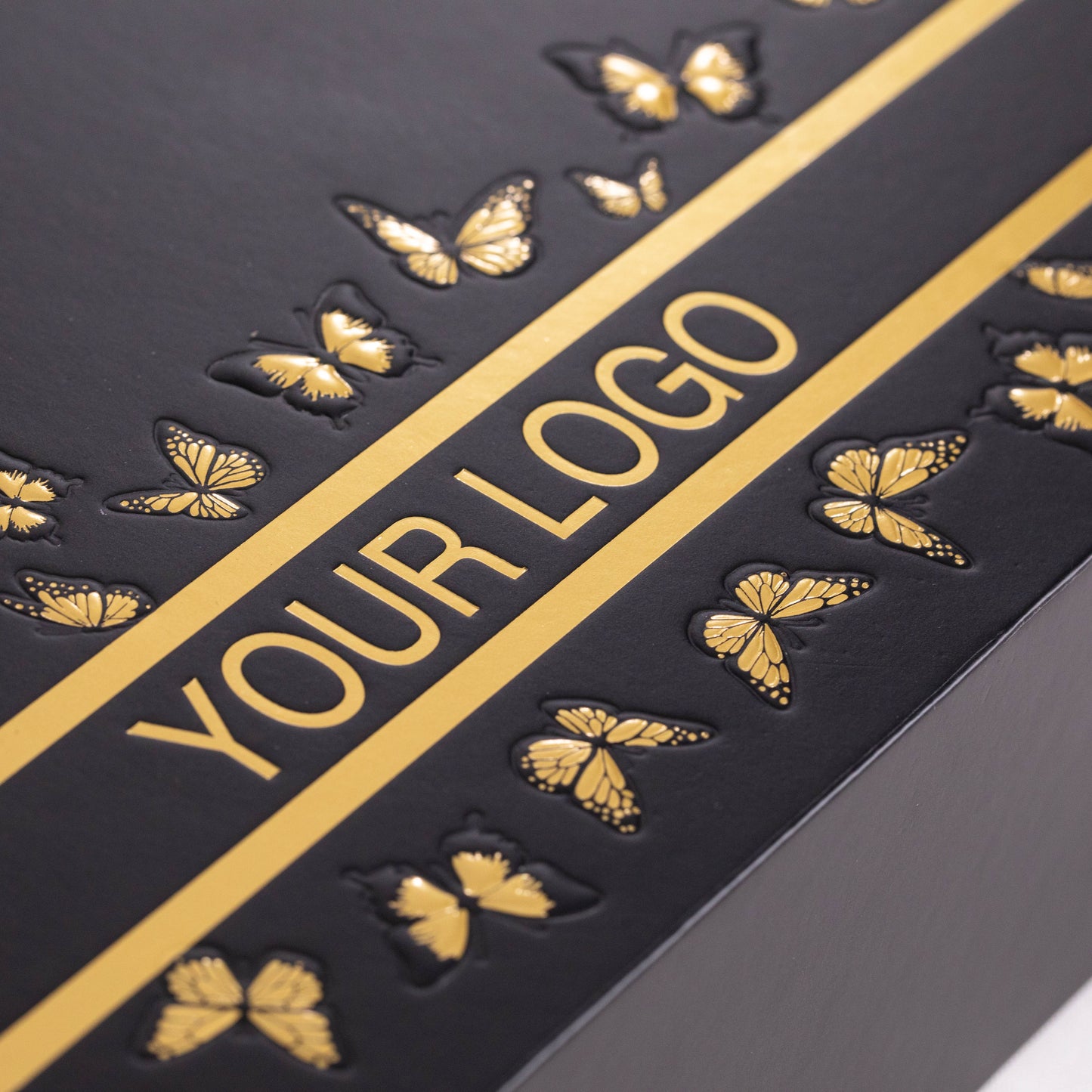 Luxury Custom Magnetic Rigid Box with Gold Foil Sculpted Embossing Butterfly Design