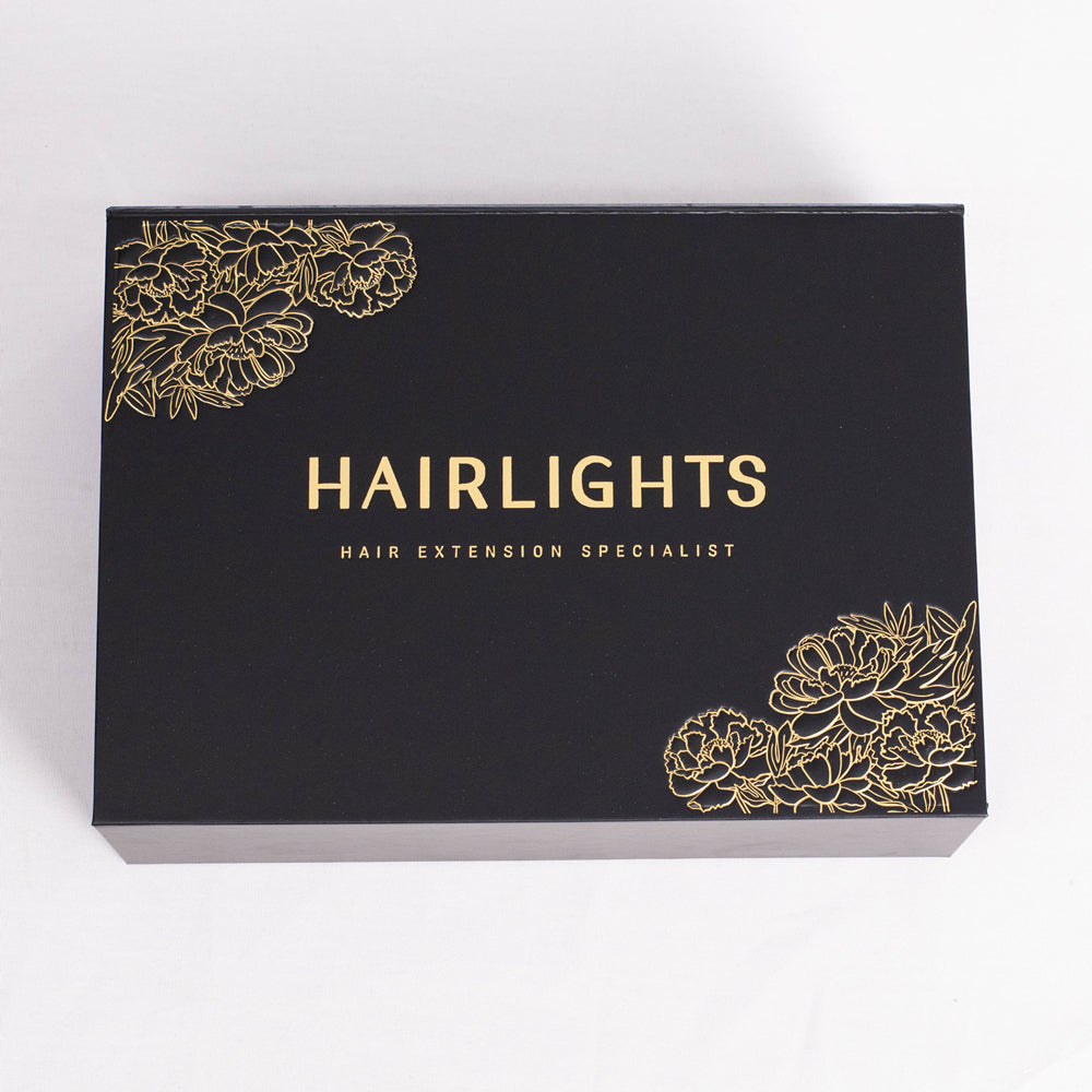 Custom Magnetic Box with Sculpted Embossing & Gold Foil Floral Design