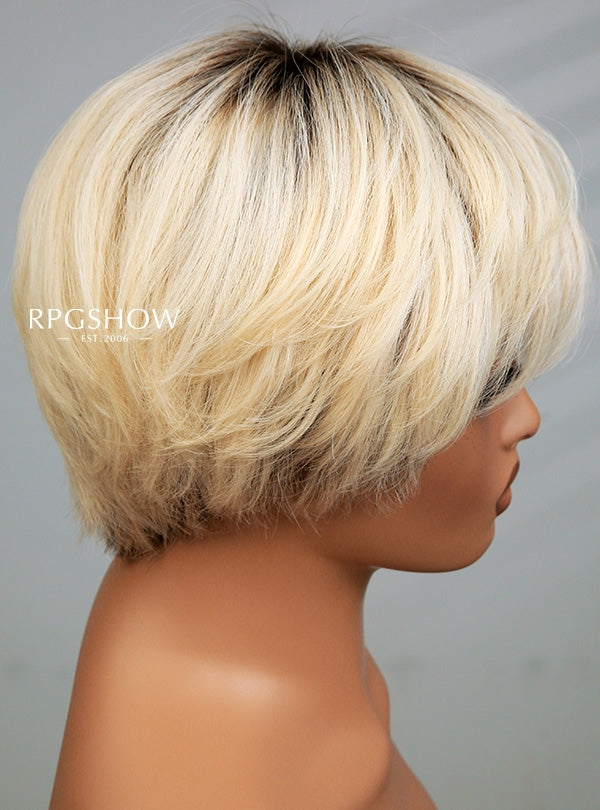 Blonde Long Pixie Haircuts Shaggy Cut Hair Lace Front Wig - Ashen008 - WL44