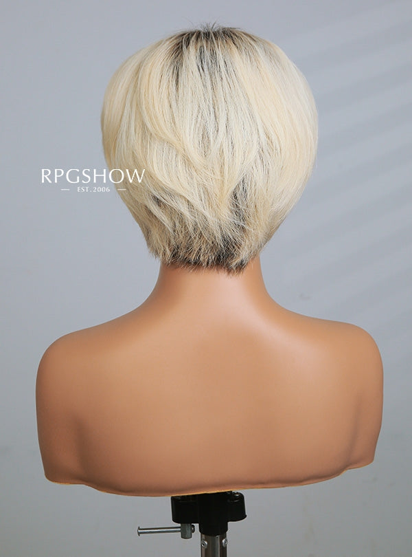 Blonde Long Pixie Haircuts Shaggy Cut Hair Lace Front Wig - Ashen008 - WL44
