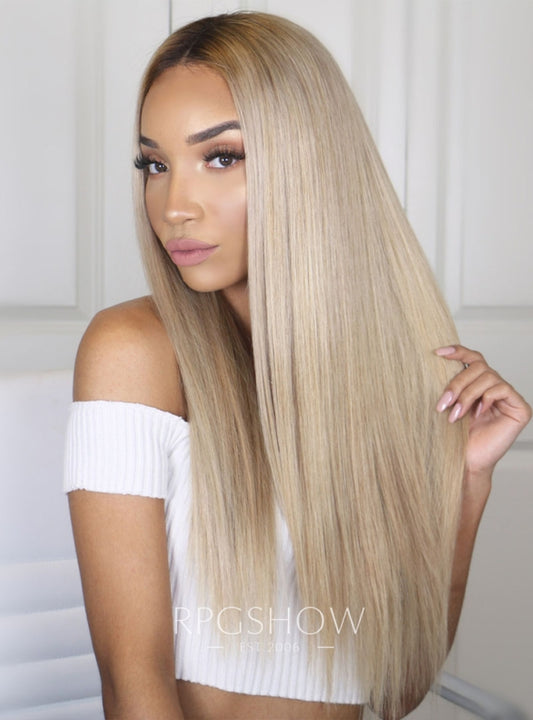 CREAM COLOR STRAIGHT HUMAN HAIR  LACE FRONT WIGS - RAVENELYSE003