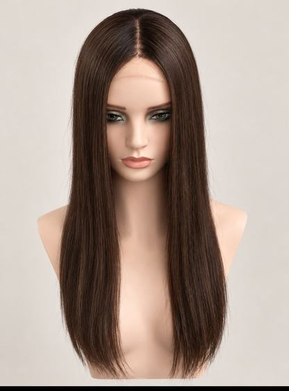 (Lagerbestandseinheit) 16'' langer Blonder Haartopper mit 7'' x 8'' Spitzen-Oberteil aus chinesischem unbehandeltem Menschenhaar - WL52