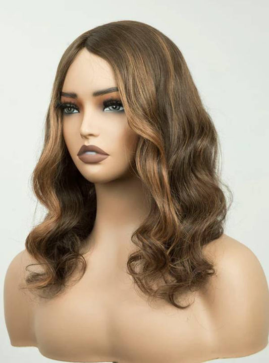 Brown Highlights 9x9 Mono Top / Chinese Virgin Hair Topper - TLW003