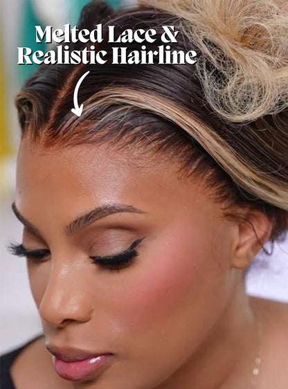 Cremefarbene glatte Echthaar-Spitzenfrontperücken – Ravenelyse003