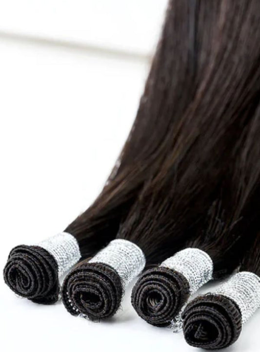 Dark Color: Chinese Virgin Hair 100g Hand-Tied Weft Extensions