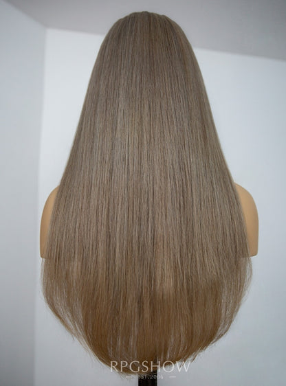 Long Layered Ash Blonde with Blonde Highlights Drawstring 13x6 Lace Front Wigs - JIA010