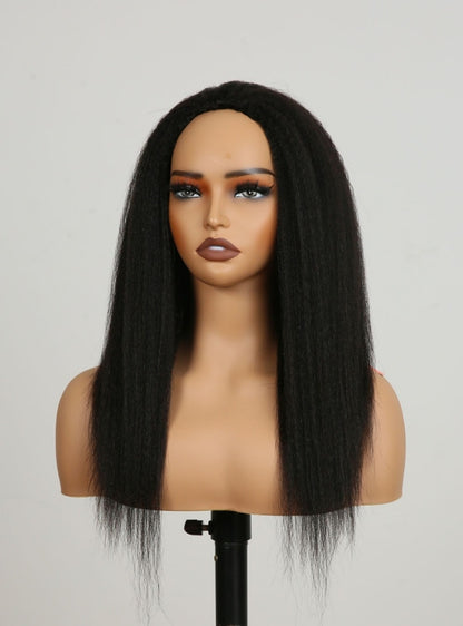 Kinky Straight Breathable Cap Half Wig - halfwig001-Brazilian Hair