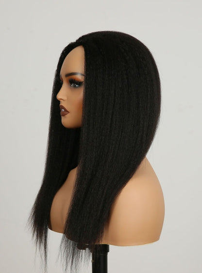 Kinky Straight Breathable Cap Half Wig - halfwig001-Brazilian Hair