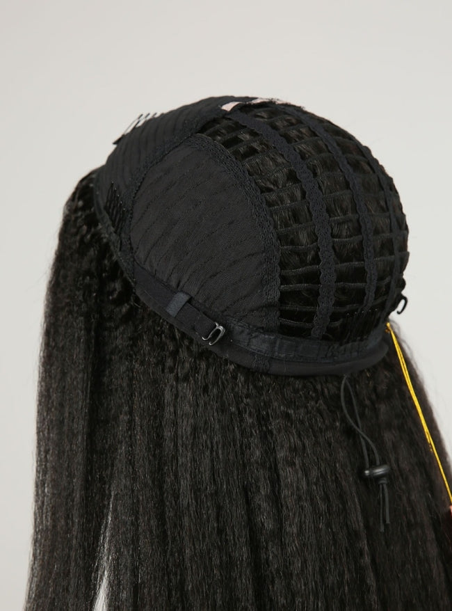 Kinky Straight Breathable Cap Half Wig - halfwig001-Brazilian Hair