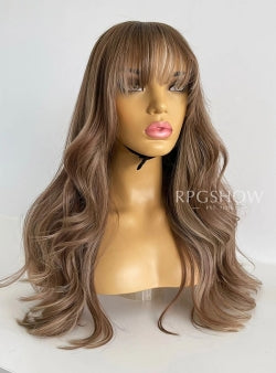 Perruque Lace Front 13x6, cheveux longs ondulés blond platine avec balayage et racines foncées, raie sur le côté - Zelda003
