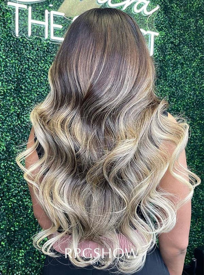 Cremefarbene glatte Echthaar-Spitzenfrontperücken – Ravenelyse003