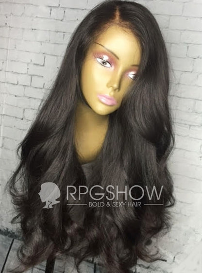 Long Wavy Natural Color Maxipart Glueless 10x6 Lace Closure Wig - touchedbytim006NG