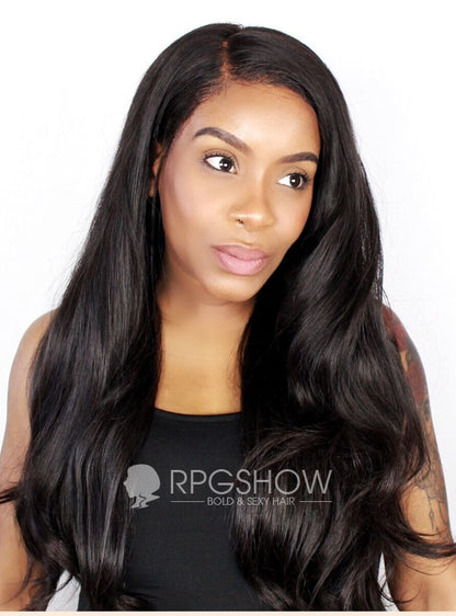 Long Wavy Natural Color Maxipart Glueless 10x6 Lace Closure Wig - touchedbytim006NG