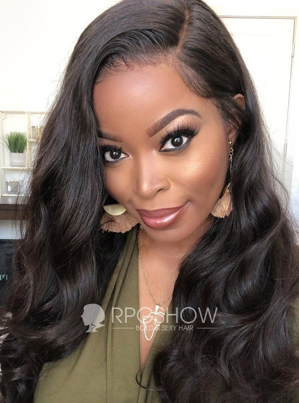 Long Wavy Natural Color Maxipart Glueless 10x6 Lace Closure Wig - touchedbytim006NG