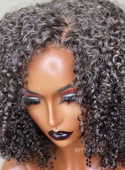 Layered Cut Salt and Pepper Grey 13×6 Lace Front Wig - Modernbeauty036