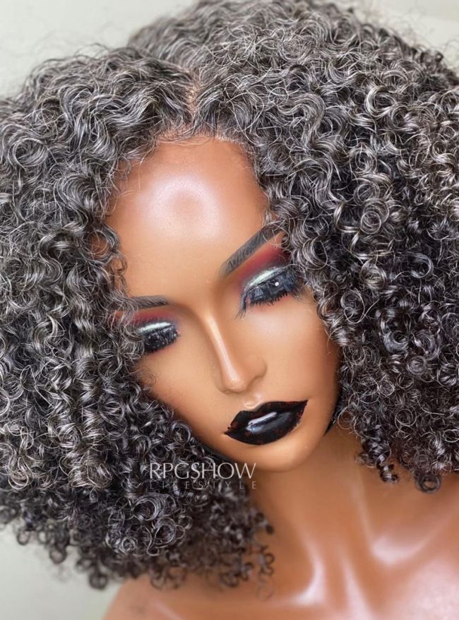 Layered Cut Salt and Pepper Grey 13×6 Lace Front Wig - Modernbeauty036