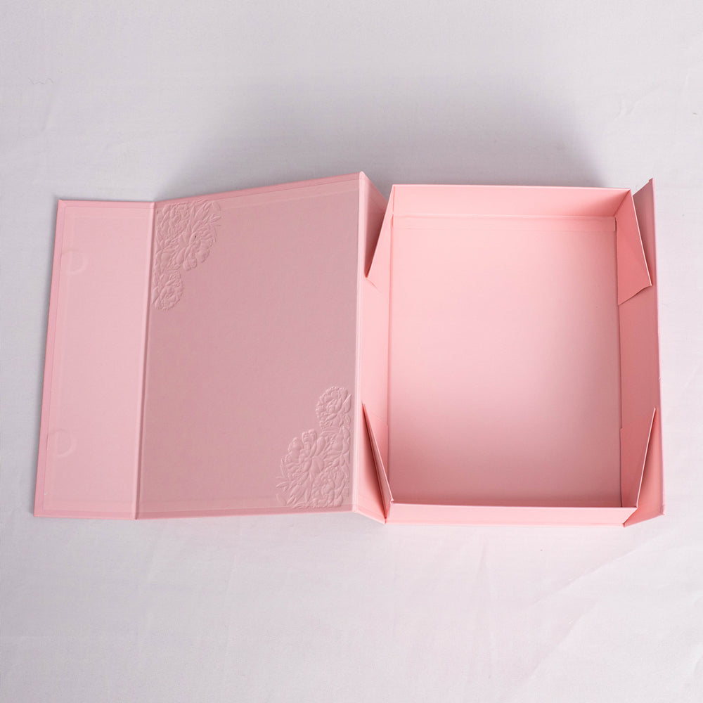 Custom Magnetic Box with Sculpted Embossing & Gold Foil Floral Design