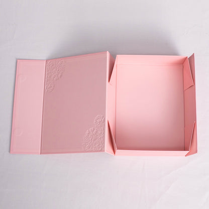 Custom Magnetic Box with Sculpted Embossing & Gold Foil Floral Design
