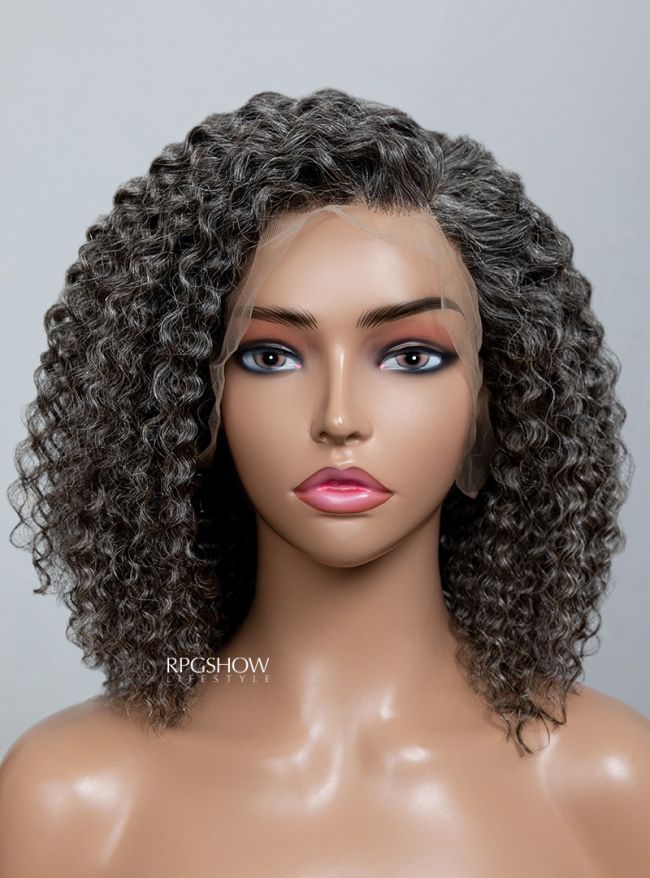 Layered Cut Salt and Pepper Grey 13×6 Lace Front Wig - Silverbychoice001