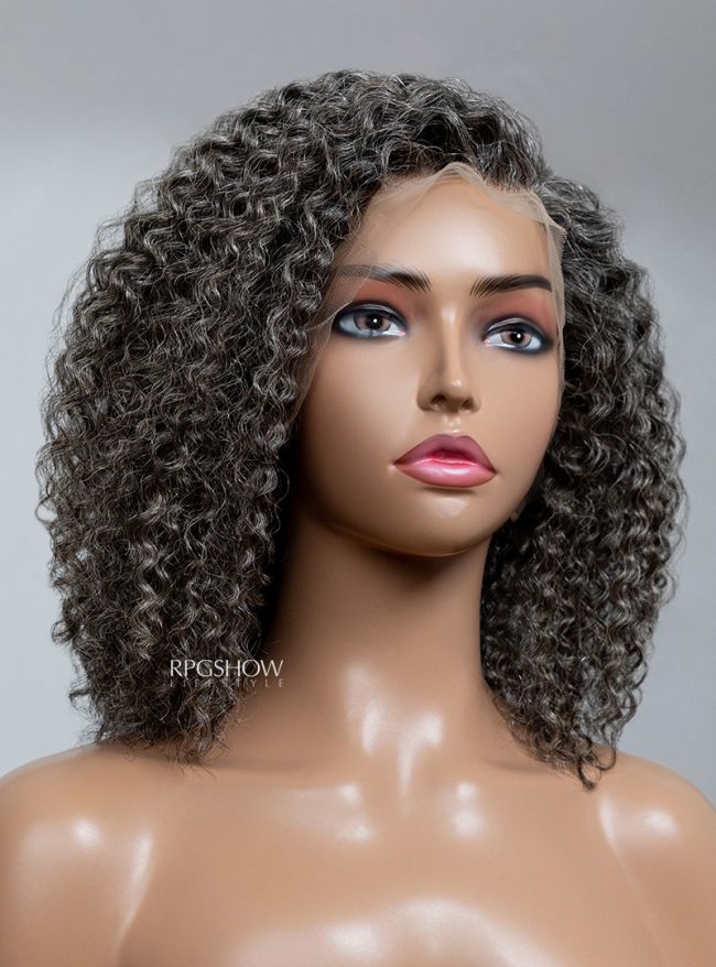 Layered Cut Salt and Pepper Grey 13×6 Lace Front Wig - Silverbychoice001