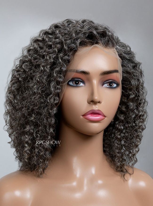 Layered Cut Salt and Pepper Grey 13×6 Lace Front Wig - Silverbychoice001
