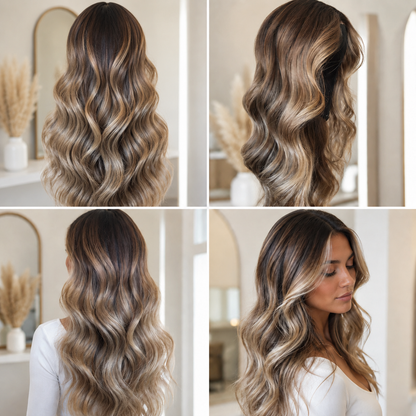 Brown with Beige Blonde Highlights Loose Wave 10x6 Lace Closure Wig - sofiathewigstylist018-Transparent Lace