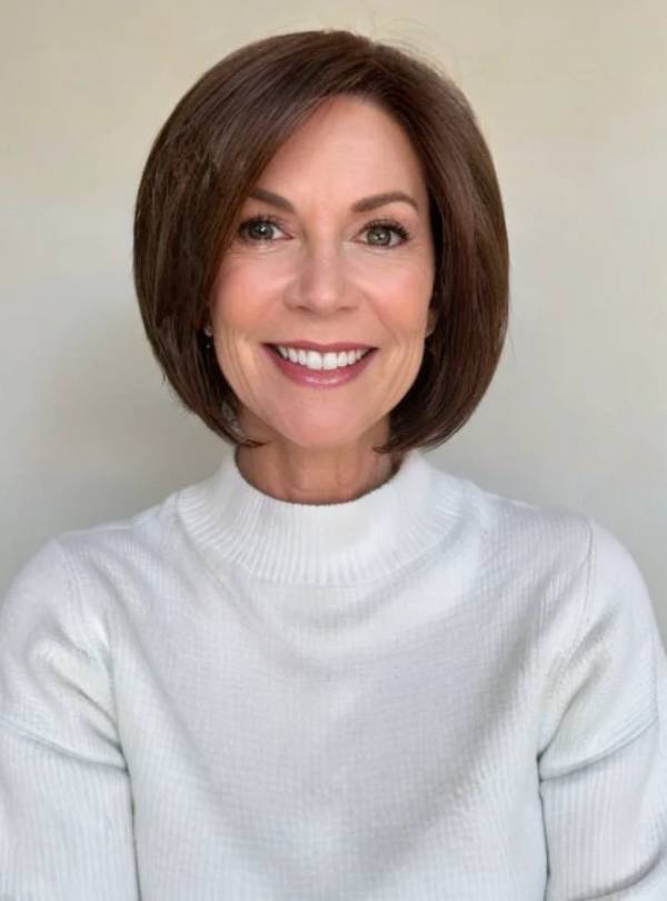 Brown Bob Cut Small Hand Tied Synthetic Lace Wigs-SW002