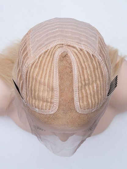 Lace Front T Part Dyeable Blonde Human Hair Wig