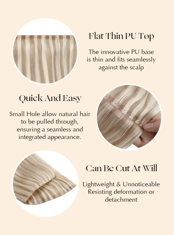 Invisible Hole PU Weft Extension Burmese Virgin Hair - Dark Color