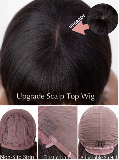 150% Scalp Top Natural Black Wigs Long Straight - LFS001_5