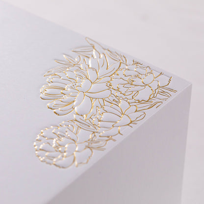 Custom Magnetic Box with Sculpted Embossing & Gold Foil Floral Design